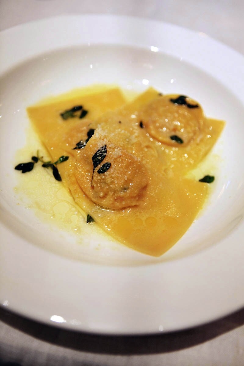 Ravioli of onion squash and ricotta