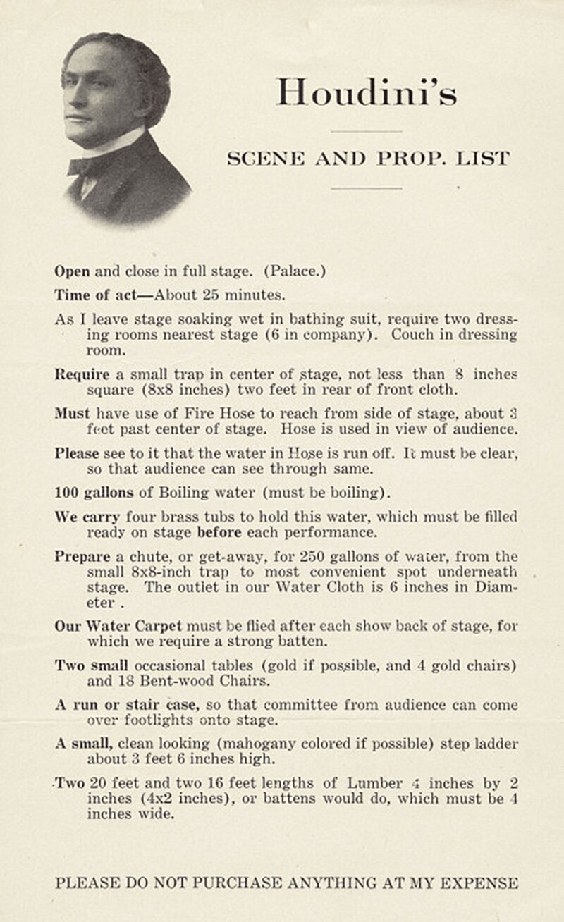 Houdini&#39;s scene and prop list