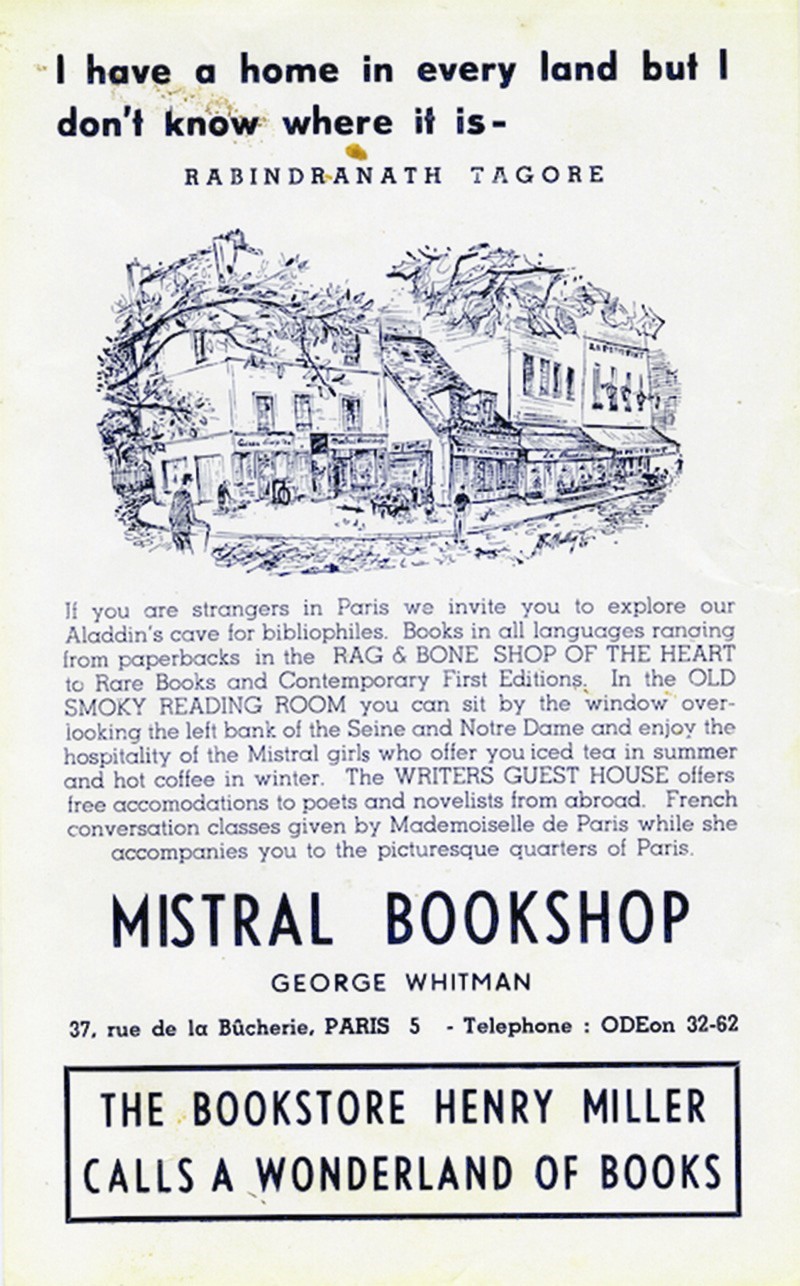 Publicity for Le Mistral Bookshop