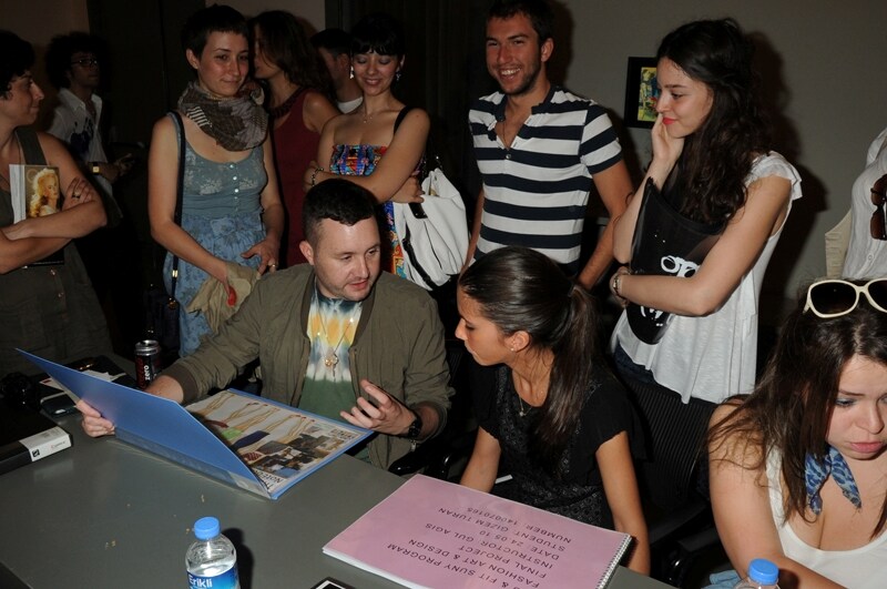 Kim Jones with fashion students