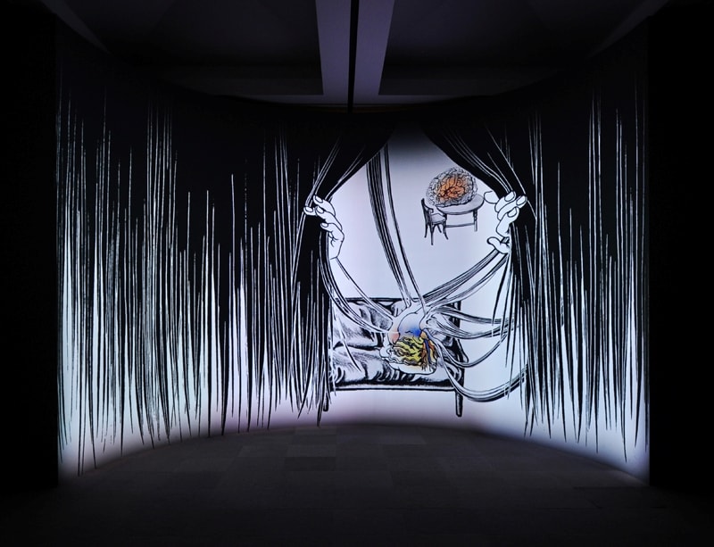 Yudangami video installation, 2009 by Tabaimo