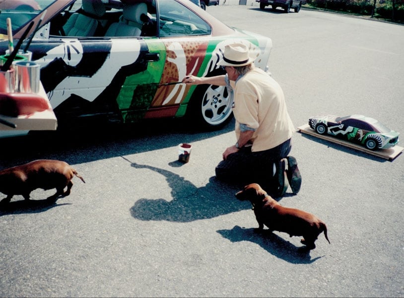 David Hockney with Stanley and Boogie