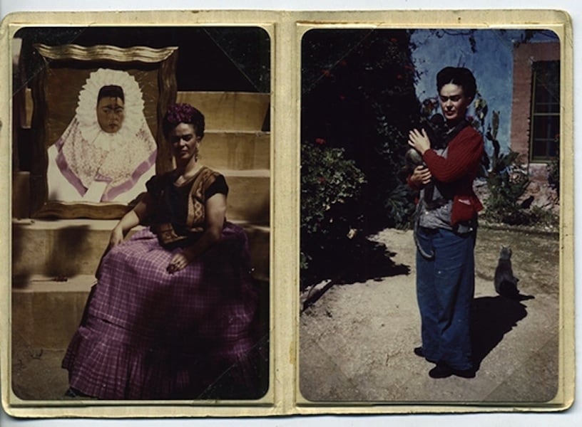Left: Frida in the pyramid of the Blue House with her self-p