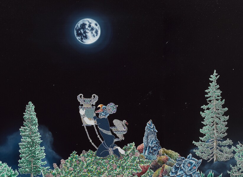 Raqib Shaw, The Moonbeam Gatherer [detail] 2009-2010