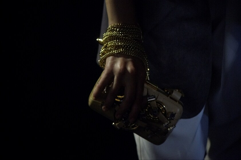 Model backstage at Rick Owens