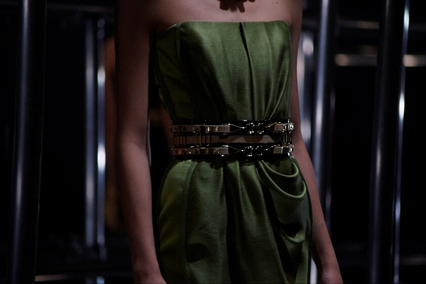 Model backstage at Rick Owens