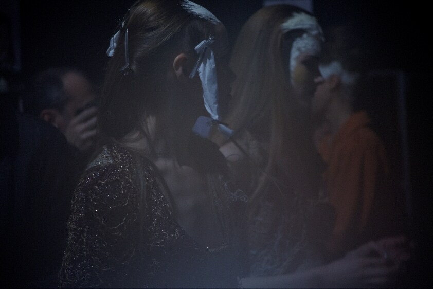 Models backstage at Vivienne Westwood