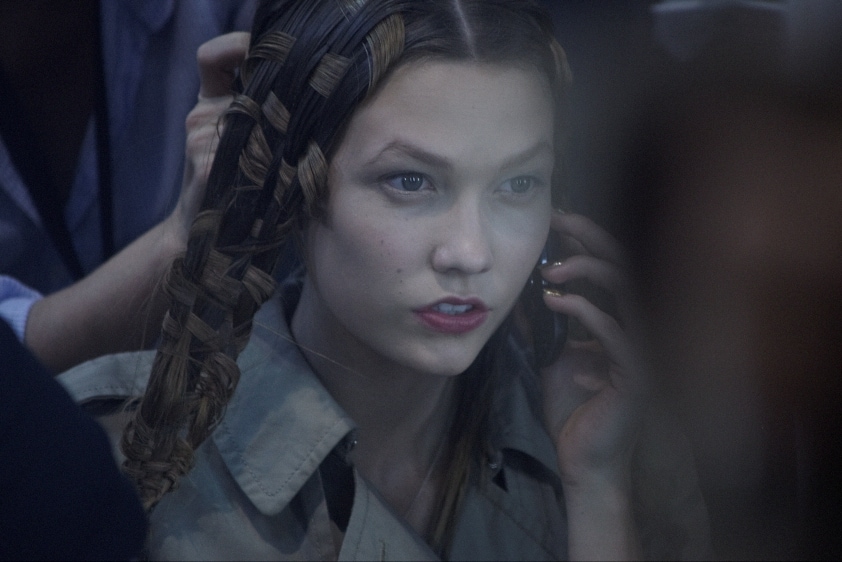Karlie Kloss backstage at Alexander McQueen
