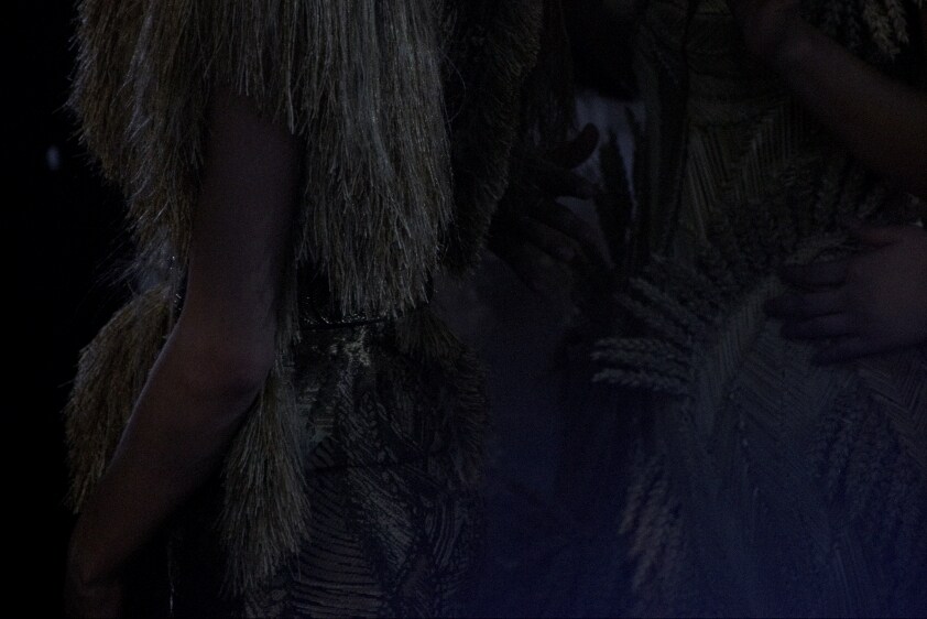 Models backstage at Alexander McQueen