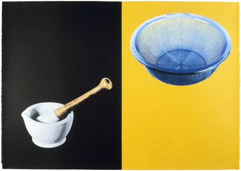 Blue Basket, Mortar and Pestle by Tim Mara, 1992