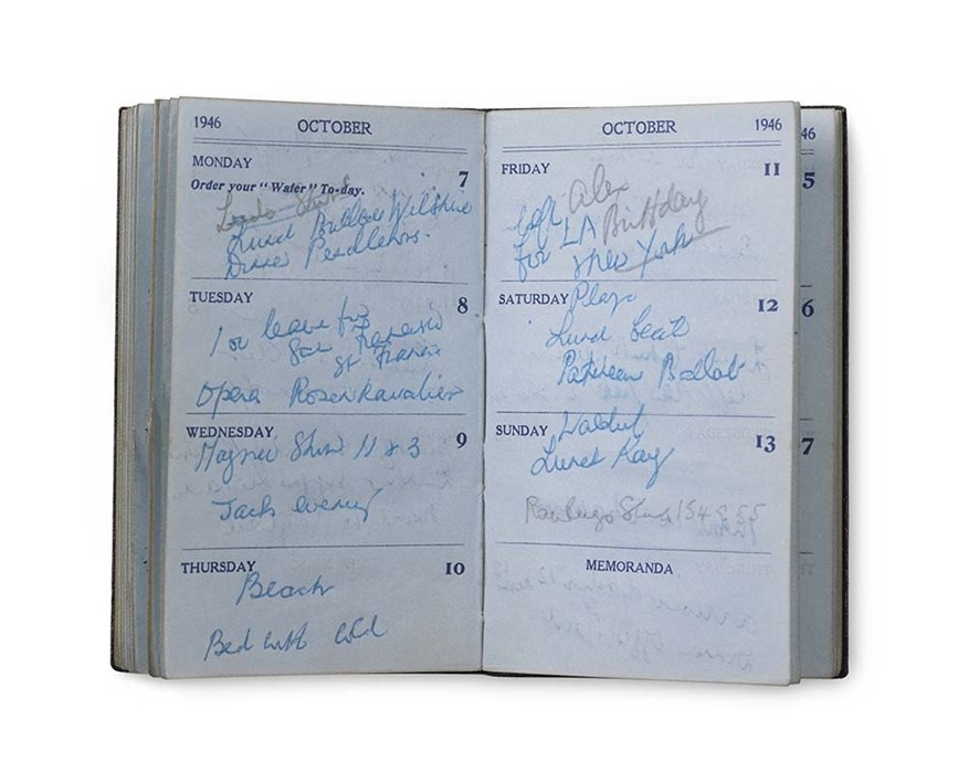 The inside of Sir Hardy Amies&#39; Panama Diary, 1946