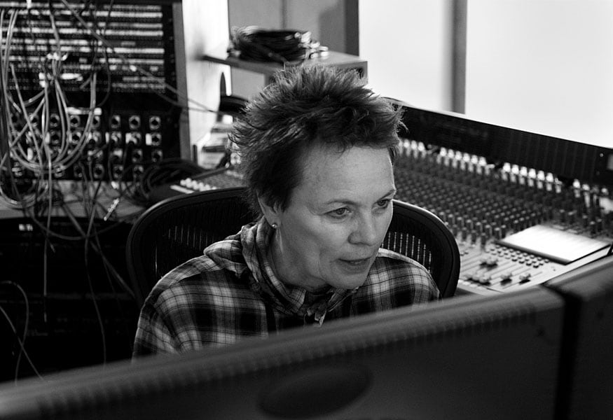 Laurie Anderson working in her studio