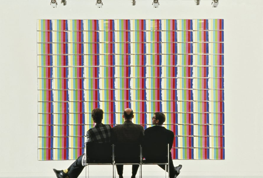 Portrait of General Idea in front of Test Pattern: T.V Dinne