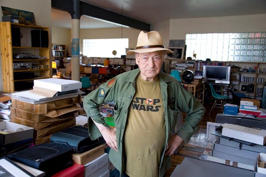 Jonas amid his personal archives.