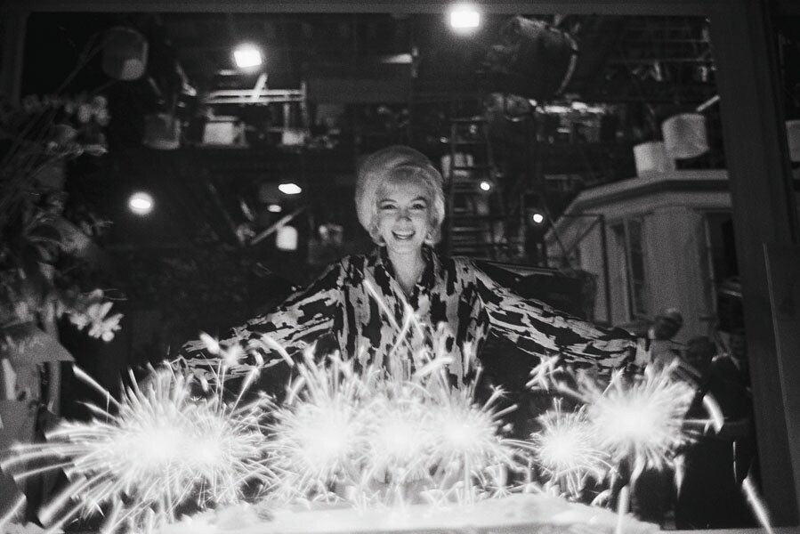 Monroe celebrates her 36th birthday on set, June 1, 1962