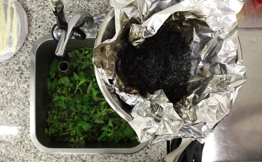 Smoked hay and fresh nettles