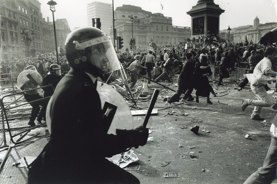 Police at Anti-Poll Tax Riot.
