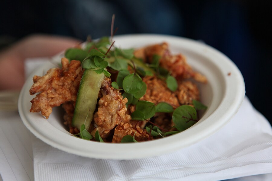 The Modern Pantry’s Krupuk crusted soft shell crab with Sing