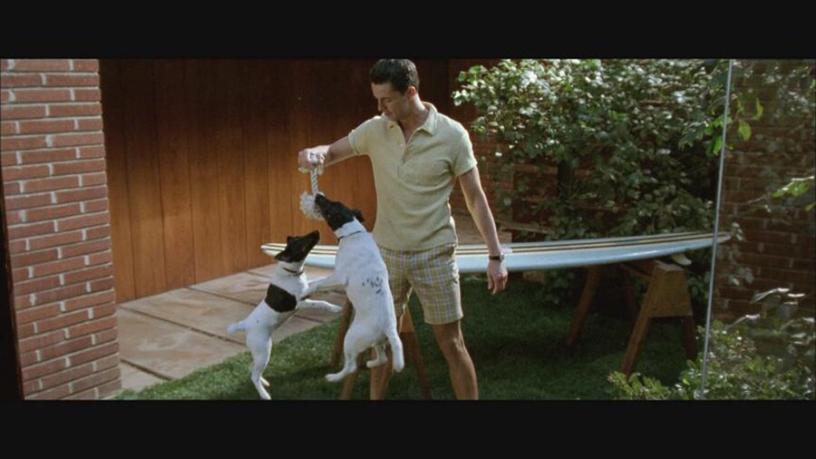 India (left) and Angus (right), with Matthew Goode on the se