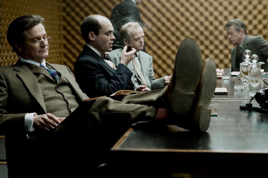 Colin Firth as Bill Haydon, David Dencik as Toby Esterhase a