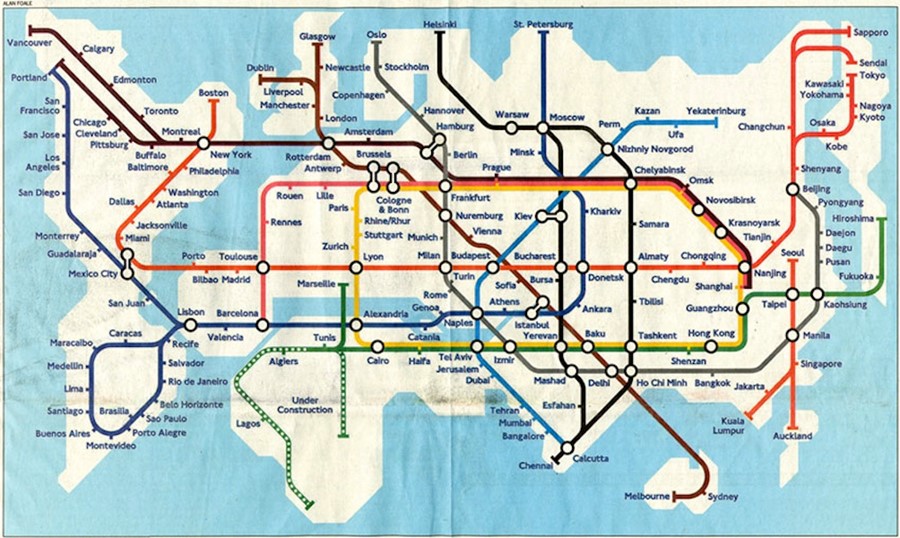Tube map of the world