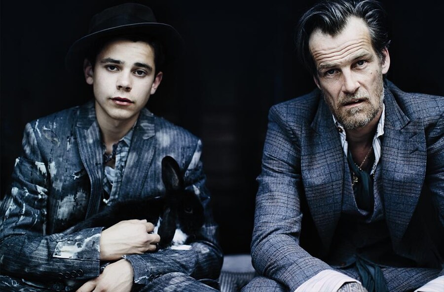 Left: Kenzo Homme worn with trilby from Carlo Manzi and tube