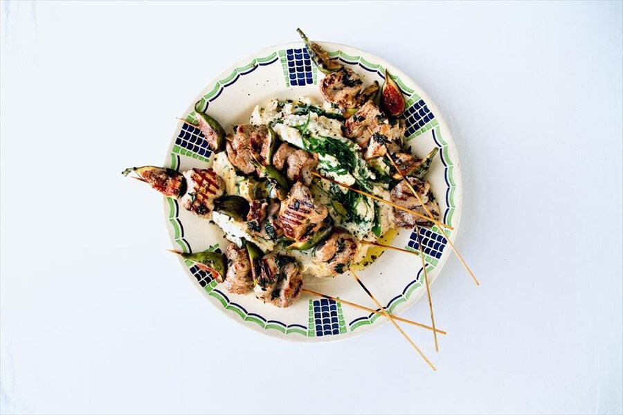 Pork and Fig Spiedini &amp; White Bean and Rocket Mash