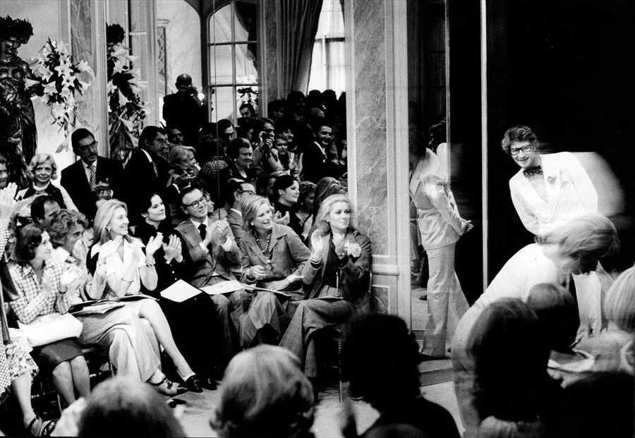 Yves Saint Laurent at the end of a fashion show