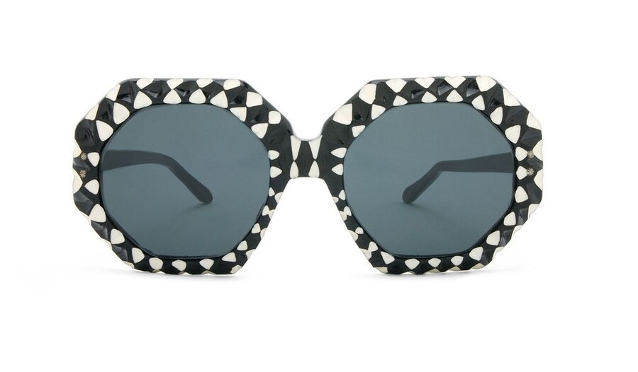 Carved two-tone Laminate Acetate sunglasses, France, c. 1965