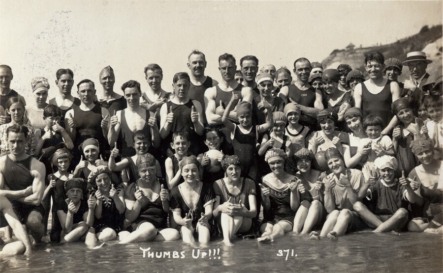 Postcard showing communal bathing