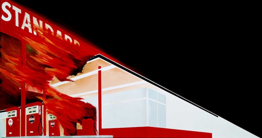 Burning Gas Station, 1966 by Ed Ruscha