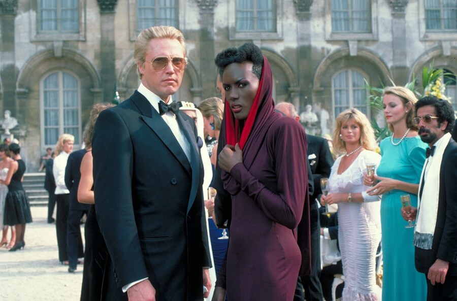 Zorin (Christopher Walken) and May Day (Grace Jones) at the 