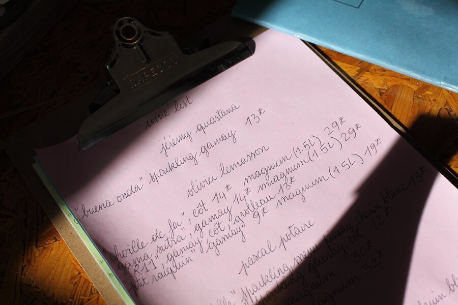 The list of available wines