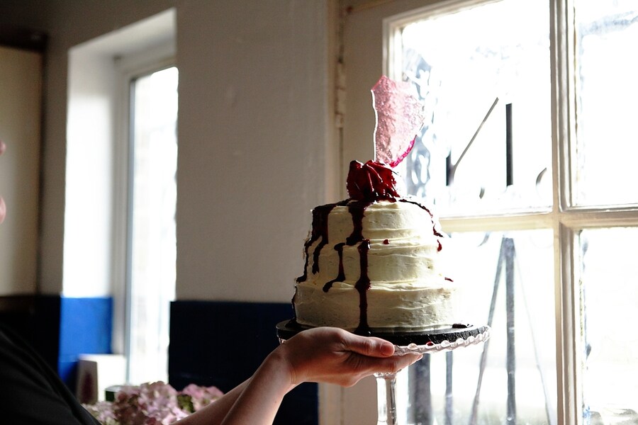 Shattered glass heart cake