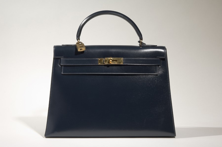 Herm&#232;s Kelly bag Navy leather and brass hardware 2000, Franc