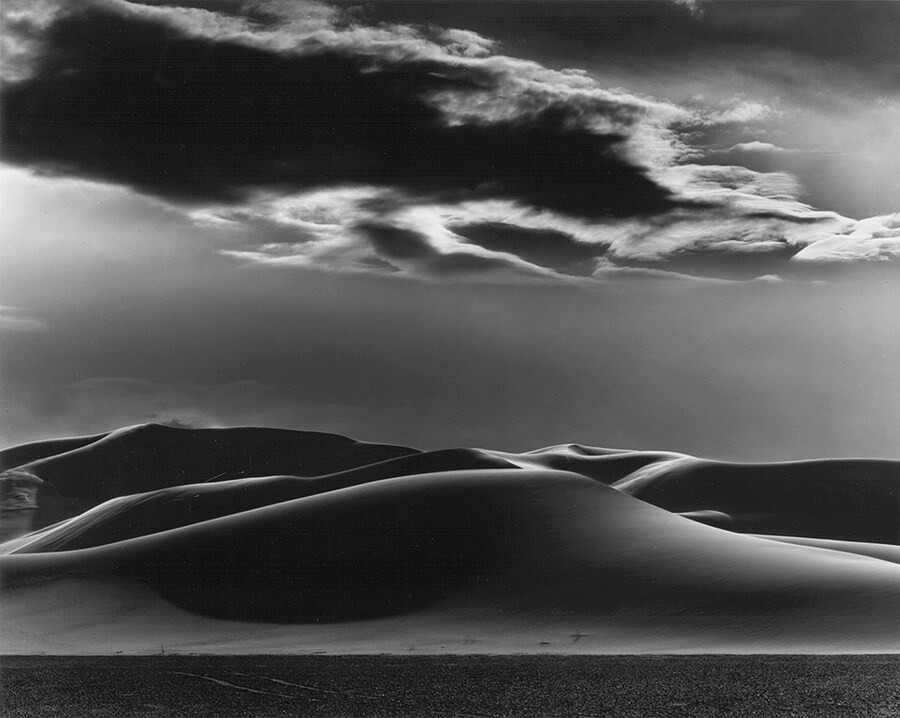 Brett Weston, Dunes &amp; Clouds, Shoshone, 1969