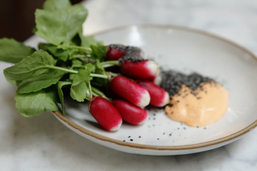 Radishes, black sesame, gochujang