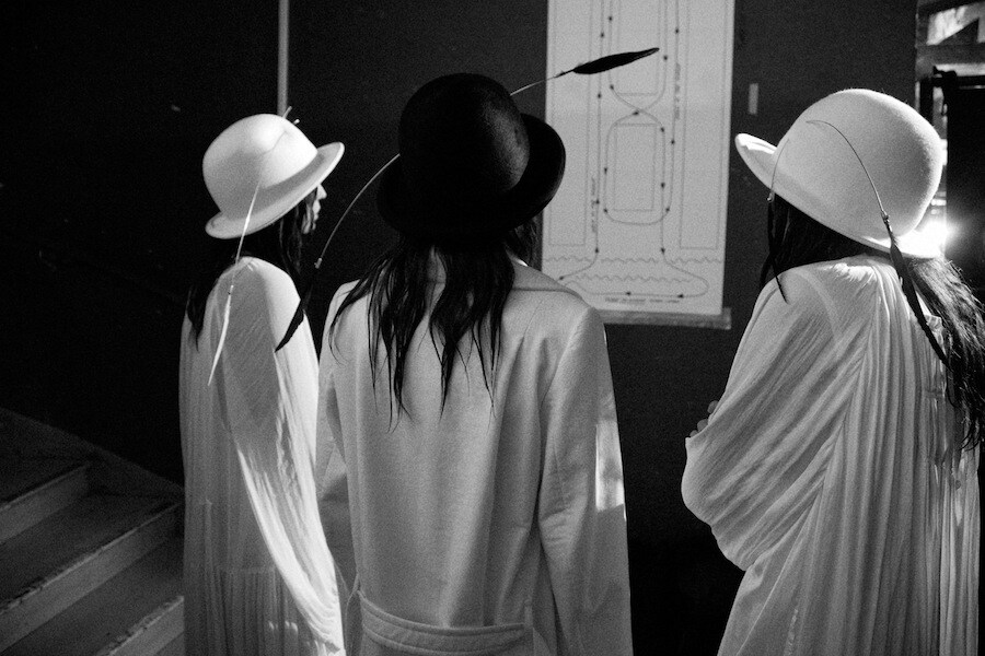 Models backstage at Ann Demeulemeester