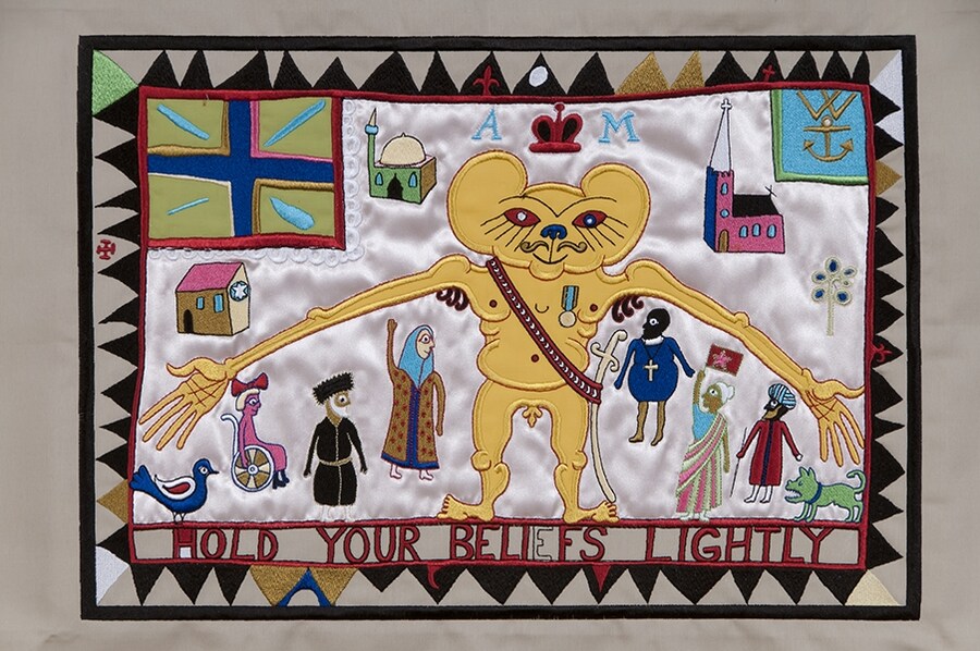 Grayson Perry, Hold your Beliefs Lightly, tapestry embroider