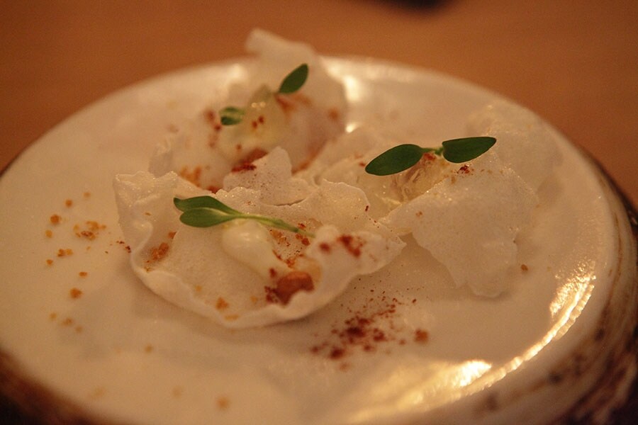 Crispy cod skin by Nuno Mendes at the CRAFT Dinner