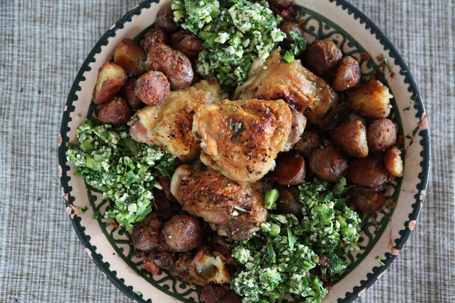 Roasted chicken with potatoes