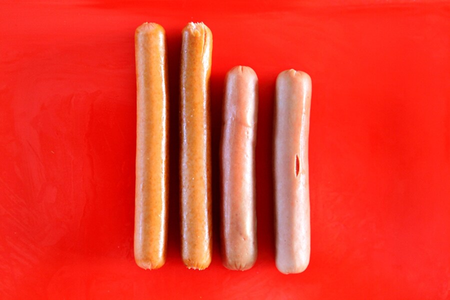 Different styles of hot dog