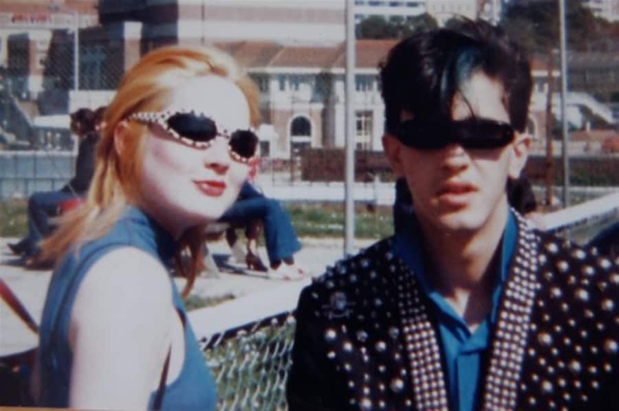 Christos wearing Boy George&#39;s &#39;Elvis&#39; jacket c. 1979