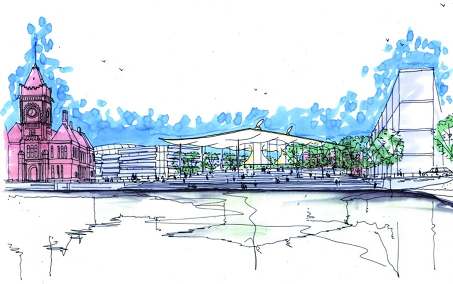 Concept sketch for the National Assembly for Wales