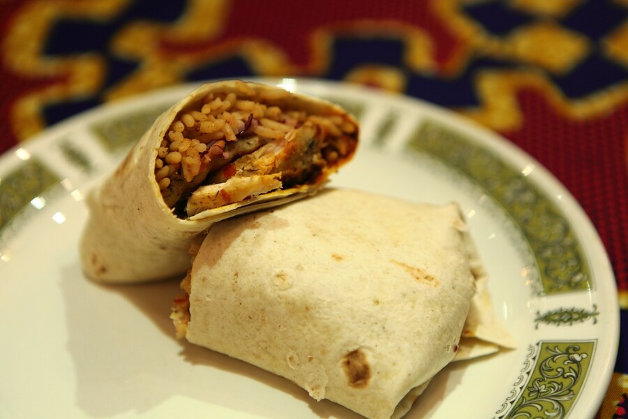 Jollof chicken wrap