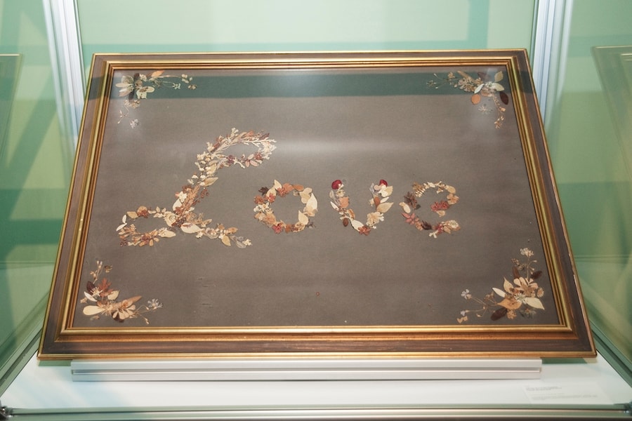 Love, pressed flower tableau created by Princess Grace of Mo
