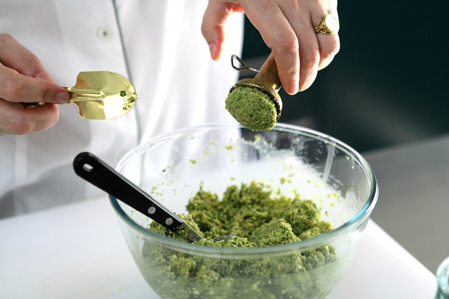 Anissa Helou forming the falafels