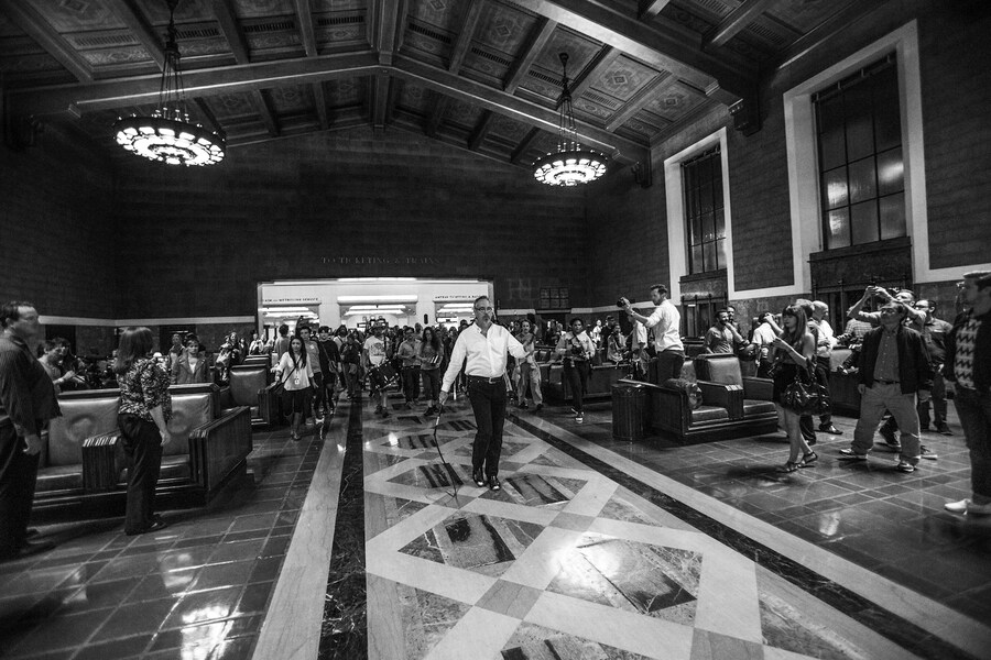 Whip-cracker procession in Union Station, LA
