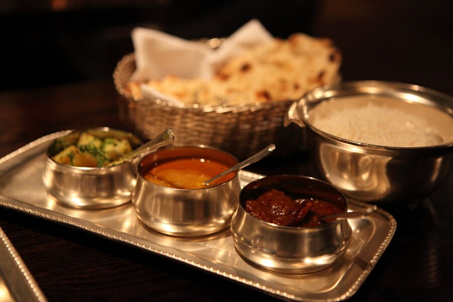 Sauces, naan, rice at Gymkhana