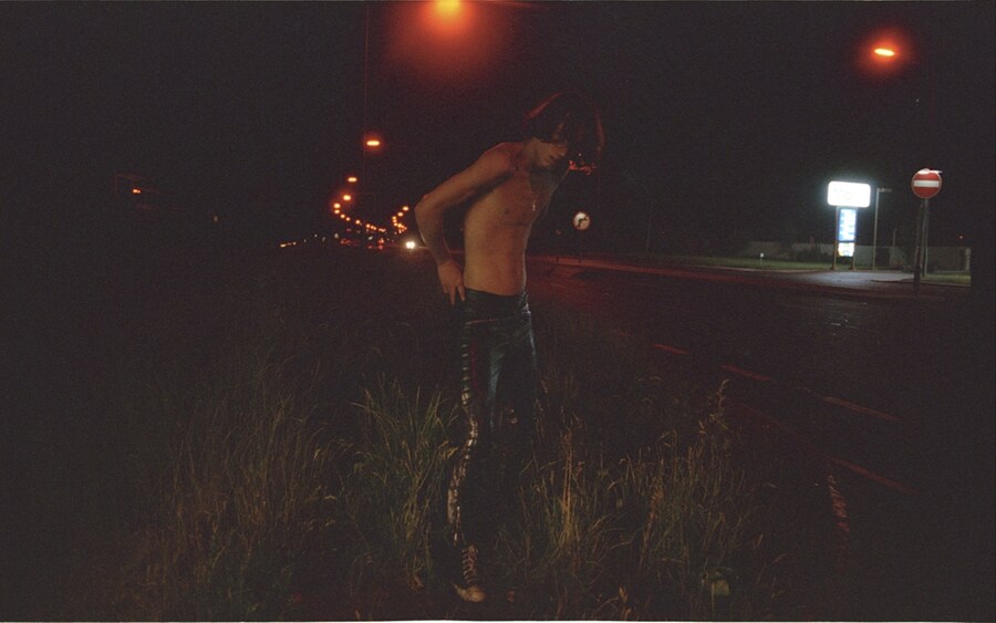 George Clements on the road at night